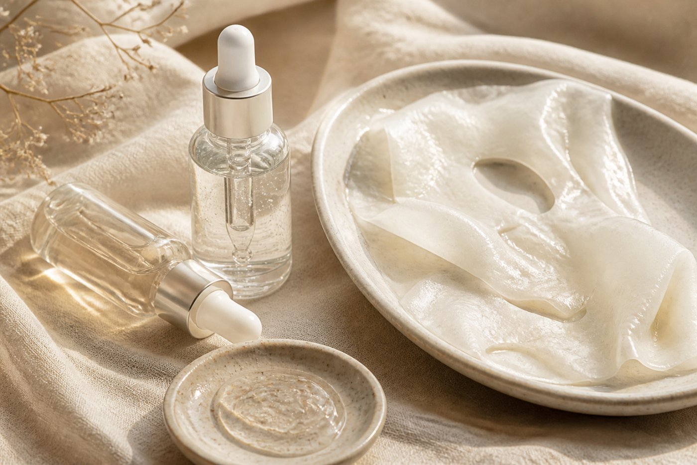 Hydrating serums and sheet mask for glass skin
