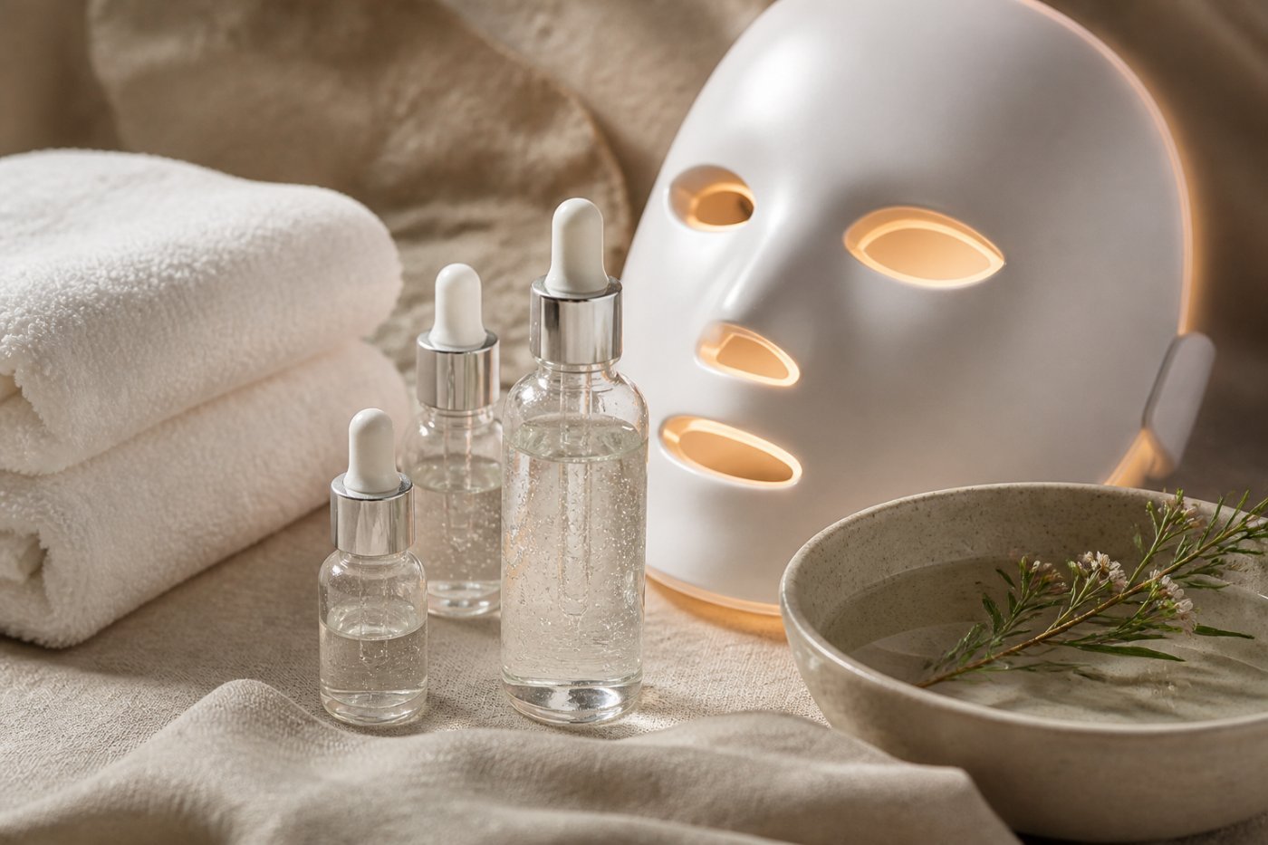 Hydrating serums and LED light therapy